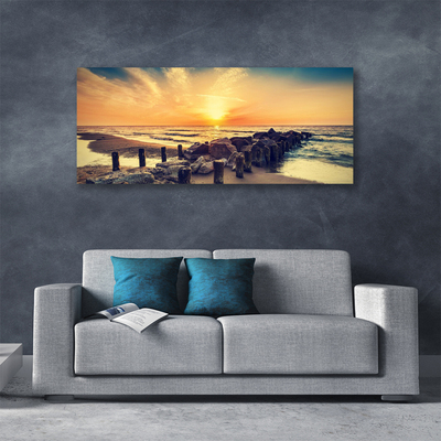 Leinwand-Bilder Strand Steine Meer Landschaft