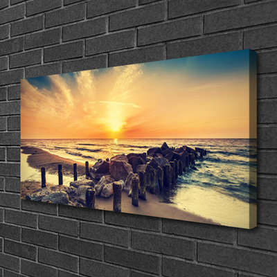 Leinwand-Bilder Strand Steine Meer Landschaft