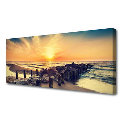 Leinwand-Bilder Strand Steine Meer Landschaft