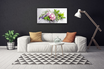 Leinwand-Bilder Knoblauch Blume Blätter Pflanzen