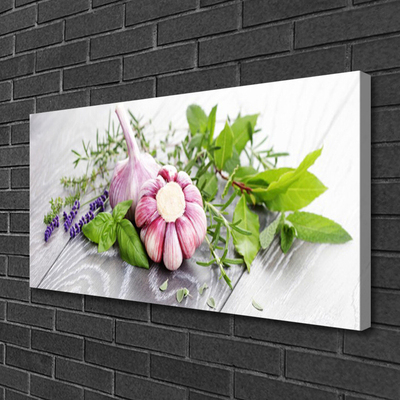Leinwand-Bilder Knoblauch Blume Blätter Pflanzen