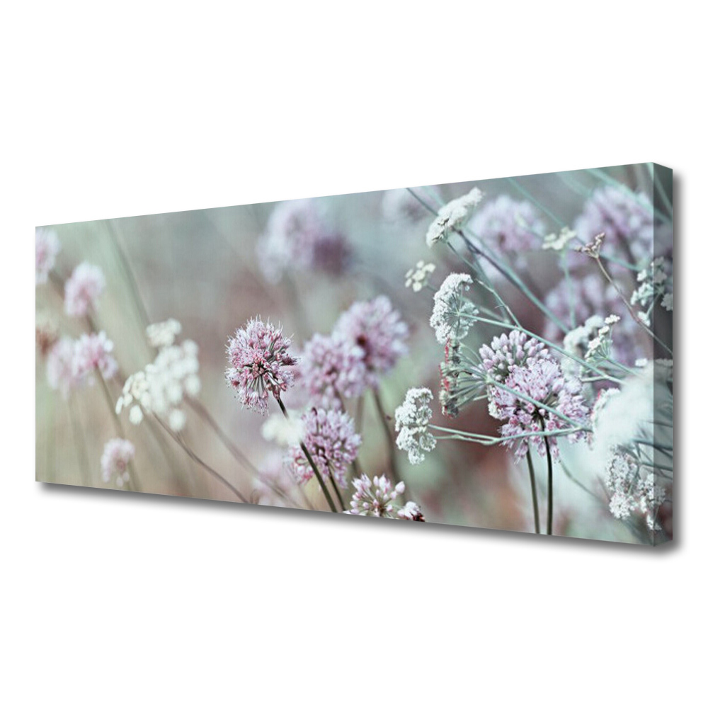 Tulup Leinwand-Bilder Wandbild Canvas Kunstdruck 125x50 Blumen Schmetterling Nat 