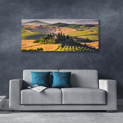 Leinwand-Bilder Acker Gebirge Landschaft