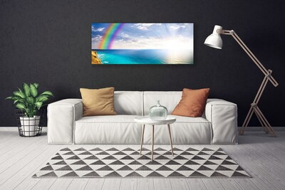 Leinwand-Bilder Regenbogen Sonne Meer Landschaft