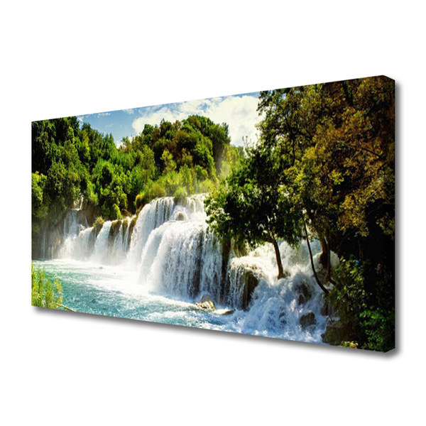 Leinwand-Bilder Wasserfall Bäume Natur