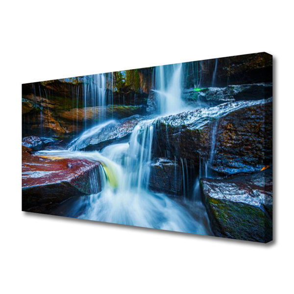 Leinwand-Bilder Wasserfall Felsen Landschaft