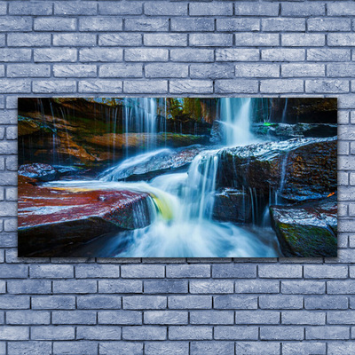 Leinwand-Bilder Wasserfall Felsen Landschaft