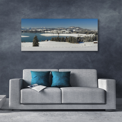 Leinwand-Bilder Schnee See Wald Landschaft