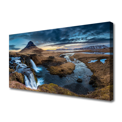 Leinwand-Bilder Gebirge Wasserfall See Landschaft