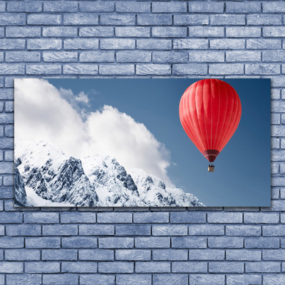 Leinwand-Bilder Heißluftballon Gebirge Schnee Kunst