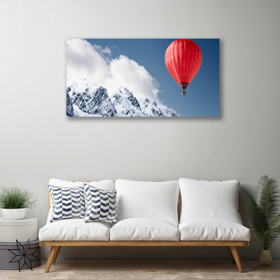 Leinwand-Bilder Heißluftballon Gebirge Schnee Kunst