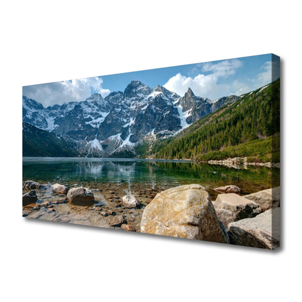 Leinwand-Bilder Wandbild Canvas Kunstdruck 125x50 Wald See Gebirge Landschaft 