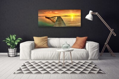 Leinwand-Bilder Sonne Meer Brücke Landschaft