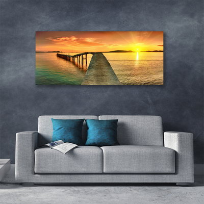 Leinwand-Bilder Sonne Meer Brücke Landschaft