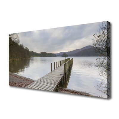 Leinwand-Bilder See Wald Brücke Architektur
