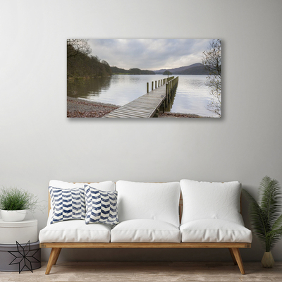 Leinwand-Bilder See Wald Brücke Architektur