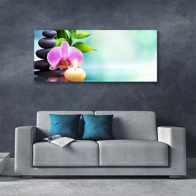 Leinwand-Bilder Bambusrohre Steine Blume Kunst