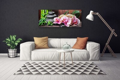 Leinwand-Bilder Bambusrohre Steine Blumen Pflanzen
