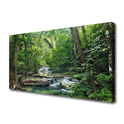 Tulup Leinwand-Bilder Wandbild Canvas Kunstdruck 120x60 Gebirge Bucht Wasserfall 