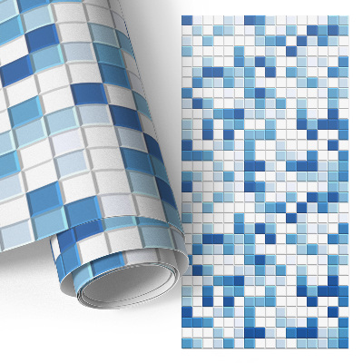 Möbelfolie in blauem Mosaikdesign