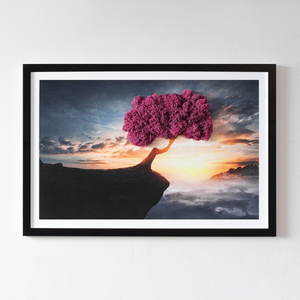 Wand moos bild Ein Baum über dem Abgrund