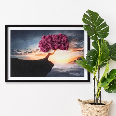 Wand moos bild Ein Baum über dem Abgrund