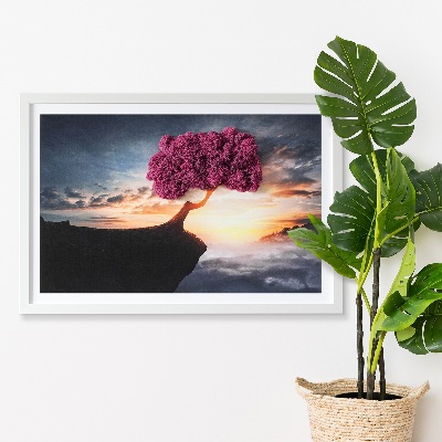 Wand moos bild Ein Baum über dem Abgrund