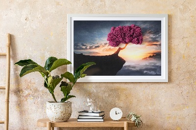 Wand moos bild Ein Baum über dem Abgrund