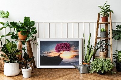 Wand moos bild Ein Baum über dem Abgrund
