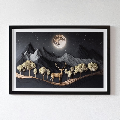 Wand moos bild Hirsch während des Vollmondes