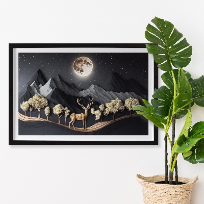 Wand moos bild Hirsch während des Vollmondes