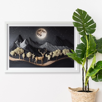 Wand moos bild Hirsch während des Vollmondes