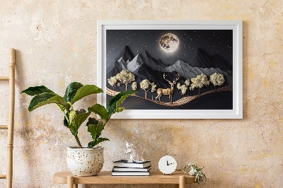 Wand moos bild Hirsch während des Vollmondes