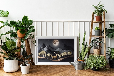 Wand moos bild Hirsch während des Vollmondes