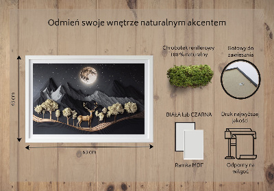 Wand moos bild Hirsch während des Vollmondes