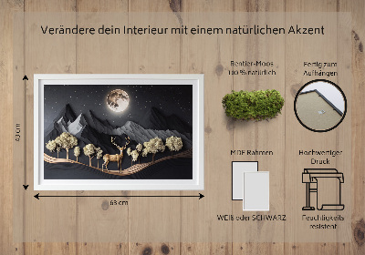 Wand moos bild Hirsch während des Vollmondes