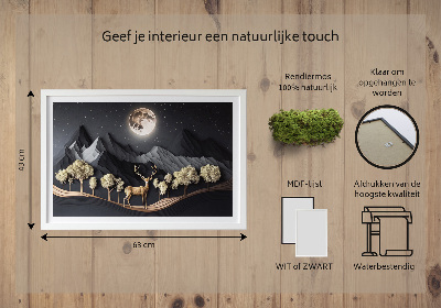 Wand moos bild Hirsch während des Vollmondes