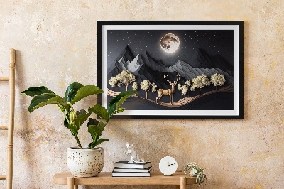 Wand moos bild Hirsch während des Vollmondes