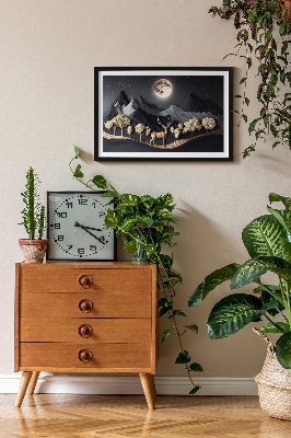 Wand moos bild Hirsch während des Vollmondes