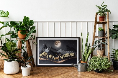 Wand moos bild Hirsch während des Vollmondes