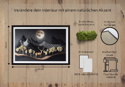 Wand moos bild Hirsch während des Vollmondes