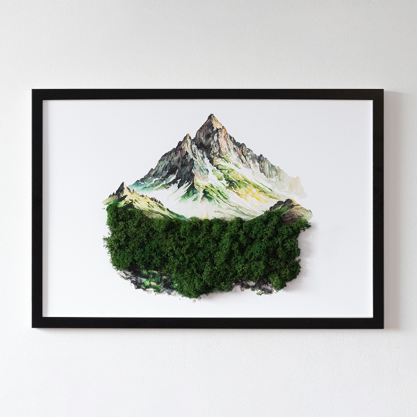 Bild moos Berggipfel über dem Wald
