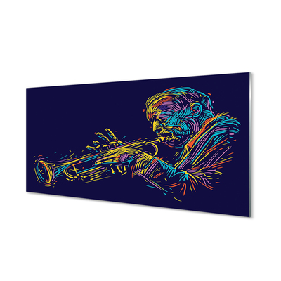Glasbilder Mann trompete