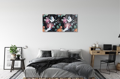 Glasbilder Vögel mit blumen