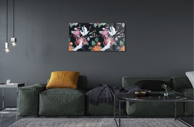 Glasbilder Vögel mit blumen