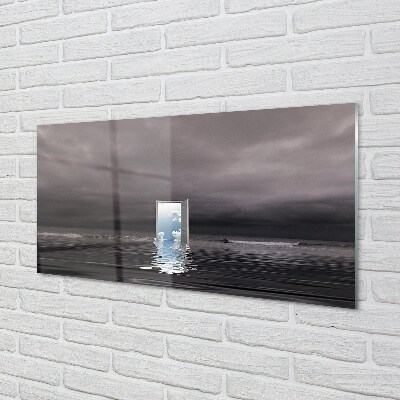 Glasbilder Tür himmel meer