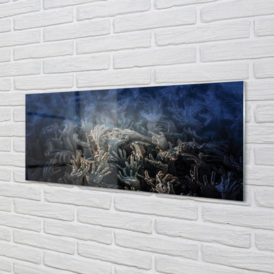 Glasbilder Blaues licht hände