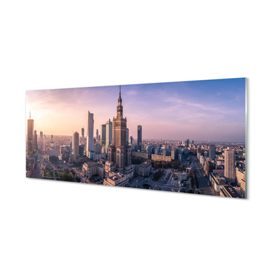 Glasbilder Sonnenaufgang panorama von warschau