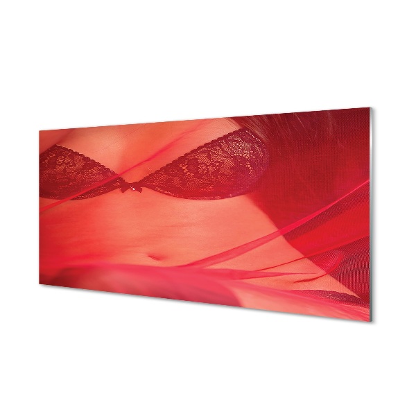 Glasbilder Frau im roten tüll