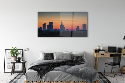 Glasbilder Sunset panorama von warschau